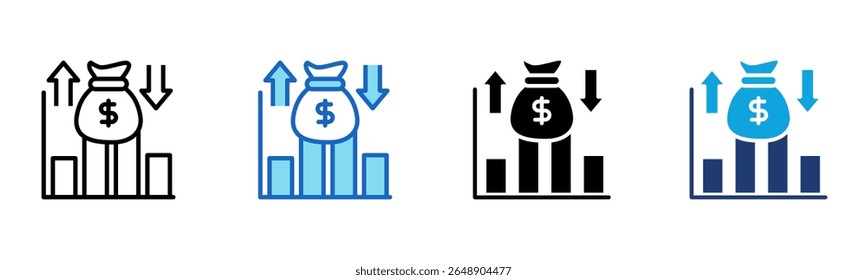 Ícone de volatilidade do mercado Ilustração de vetor de múltiplos estilos