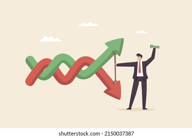 market volatility investment, portfolio risk management, Manage risks carefully. Ready to deal with the financial crisis. Businessman dealing with falling stock chart volatility.