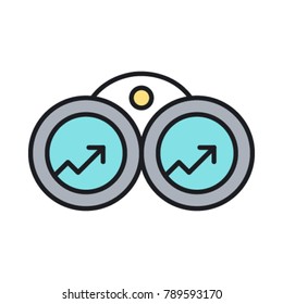 Market watch and trend forecast vector icon for SEO. Future prediction concept illustration. 