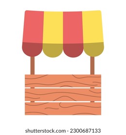 Market wooden store and stall. Shop icon. Vector illustration