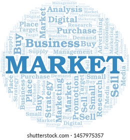 Market word cloud. Vector made with text only