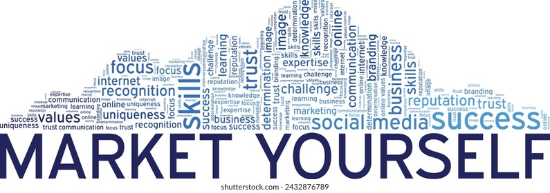 Market Yourself word cloud conceptual design isolated on white background.