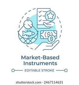 Market-based instruments soft blue concept icon. Business profit, commerce income. Round shape line illustration. Abstract idea. Graphic design. Easy to use in infographic, presentation