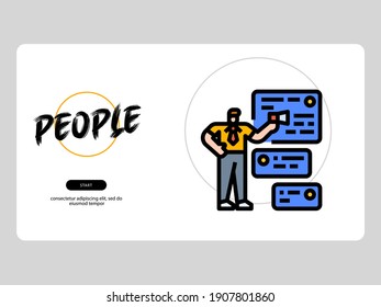 El avatar del marcador sobre un fondo blanco con tema de ocupación es perfecto para materiales de aprendizaje e ilustración visual sobre productos digitales