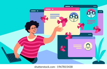 marketer launches sends advertisements to sites, social networks, communities, pages.