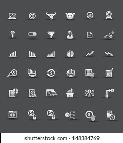 Market,exchange and analysis icons,Black background version,vector