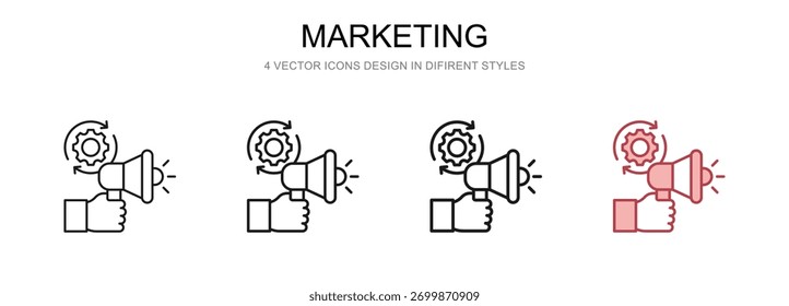 Marketing in 4 different styles vector illustration