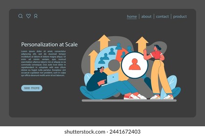 Marketing 5.0 concept. A dynamic representation of scaling personalization in marketing to cater to individual customer profiles. Vector illustration.