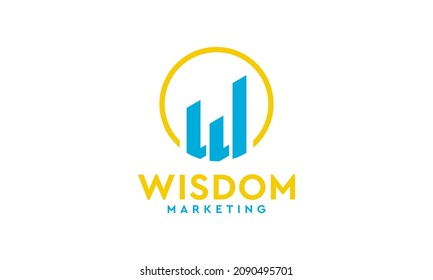 Marketing accounting with letter w logo design initial.