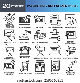 Marketing And Advertising Line Icon Collection