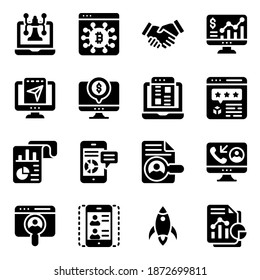 Conjunto De Iconos Sólidos De Marketing Y Publicidad 