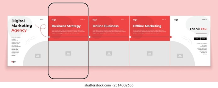 Marketing agency carousel post template pack. Creative social media post design. Business carousel banner. Social media post bundle. Digital marketing banner carousel template