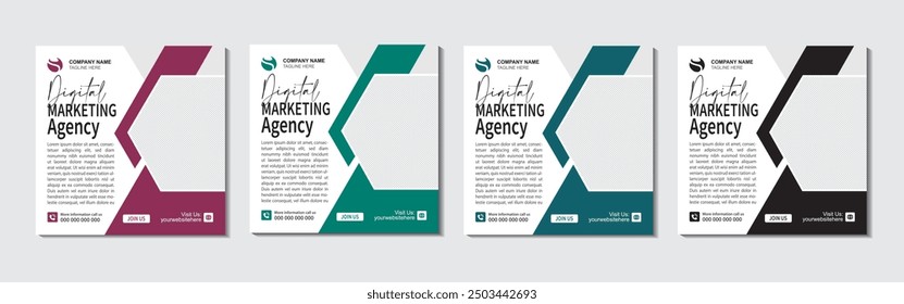 Marketing agency and corporate social media post banner poster template