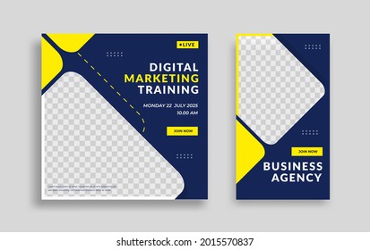 Marketing agency Editable minimal square banner template with geometric shapes for social media post, story and web internet ads. Vector illustration