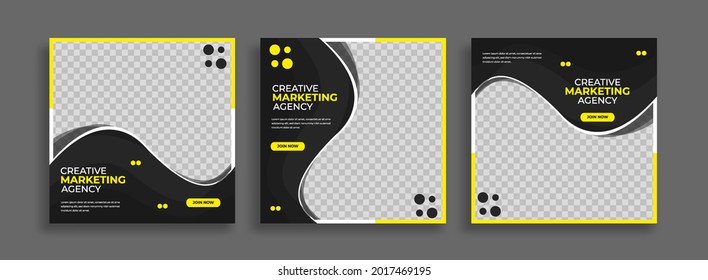 Marketing agency Editable minimal square banner template with geometric shapes for social media post, story and web internet ads. Vector illustration