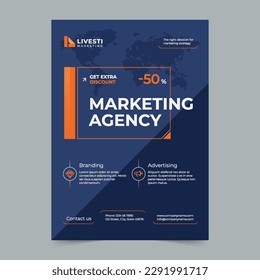 Marketing Agency Flyer Template. A clean, modern, and high-quality design of Flyer vector design. Editable and customize template flyer