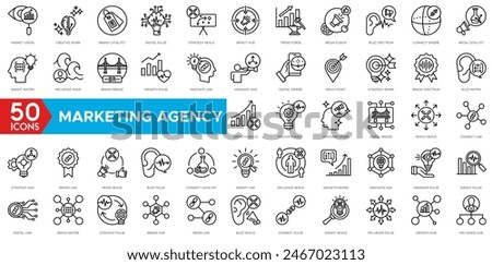 Marketing Agency icon. Market Vision, Creative Spark, Brand Catalyst, Digital Pulse, Strategy Nexus, Impact Hub, Trend Forge, Media Fusion and Buzz Spectrum