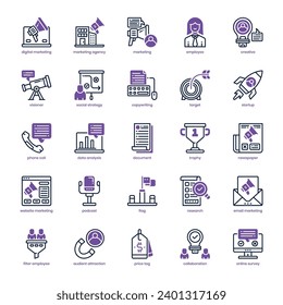 Marketing Agency icon pack for your website design, logo, app, and user interface. Marketing Agency icon dual tone design. Vector graphics illustration and editable stroke.