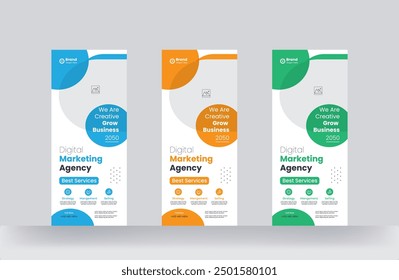 Marketing agency roll-up and pull up business banner cover template