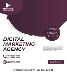 Marketing agency social media and instagram post or banner template design | brochure cover design layout space for photo background | Graphic design layout with triangle graphic elements business