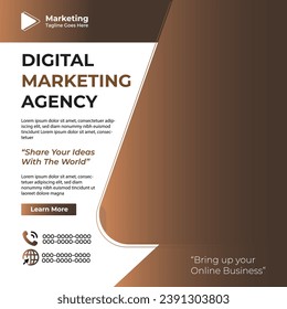 Marketing agency social media and instagram post or banner template design | brochure cover design layout space for photo background | Graphic design layout with triangle graphic elements business