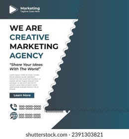 Marketing agency social media and instagram post or banner template design | brochure cover design layout space for photo background | Graphic design layout with triangle graphic elements business