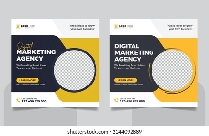 Marketing Agency Social Media Post, Digital Marketing Web Banner, Corporate Square Flyer Template