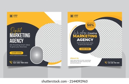 Marketing Agency Social Media Post, Digital Marketing Web Banner, Corporate Square Flyer Template