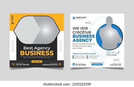 Marketing Agency Social Media Post, Digital Marketing Web Banner, Corporate Square Flyer Template