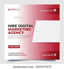 Marketing Agency Social Media Post, Digital Marketing Web Banner, Corporate Square Flyer Template
