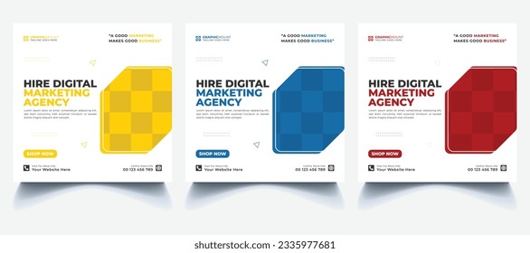 Marketing Agency Social Media Post, Digital Marketing Web Banner, Corporate Square Flyer Template