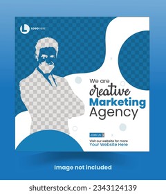 Marketing Agency Social Media Post, Digital Marketing Web Banner, Corporate Square Flyer Template, Editable minimal square banner template, Suitable for social media post and web internet ads.