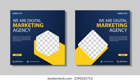 Marketing Agency Social Media Post, Digital Marketing Web Banner, Corporate Square Flyer Template.
Vector illustration with Space to add pictures minimal and modern design.