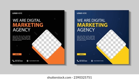 Marketing Agency Social Media Post, Digital Marketing Web Banner, Corporate Square Flyer Template.
Vector illustration with Space to add pictures minimal and modern design.