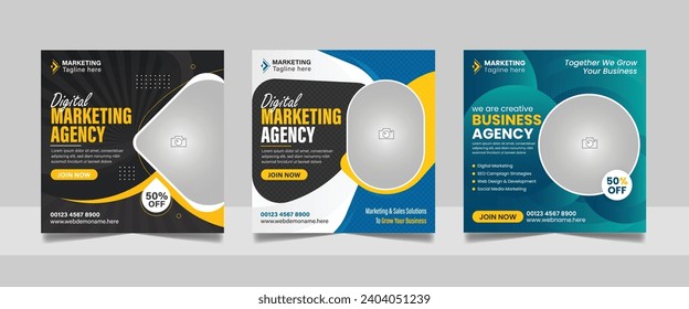 Marketing Agency Social Media Post Digital Marketing Web Banner Corporate Square Flyer Template.