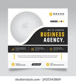 Marketing Agency Social Media Post, Digital Marketing Web Banner, Corporate Square Flyer Template. corporate social media post square banner design and instagram post template