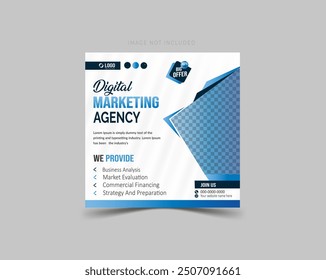 Marketing Agency Social Media Post, Digital Marketing Web Banner, Corporate Square Poster Template