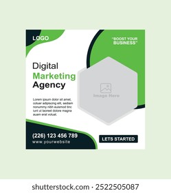 Marketing Agency Social Media Post, Digital Marketing Web Banner, Corporate Square Flyer Template