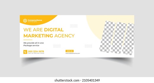 Marketing Agency and Webinar business conference social media cover banner template or web banner, corporate banner, advertising, timeline cover, header, business webinar banner editable template