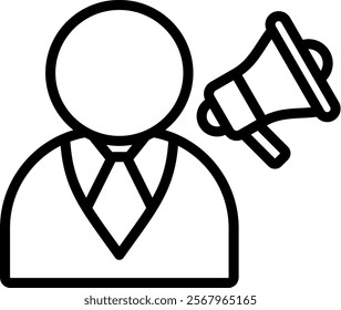 Marketing Agent Vector Lineal Icon On White Background.