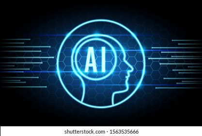 Marketing & AI - Neon glowing lines, magic energy space light concept, abstract background