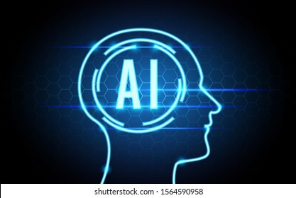 Marketing & AI - Neon glowing lines, magic energy space light concept, abstract background