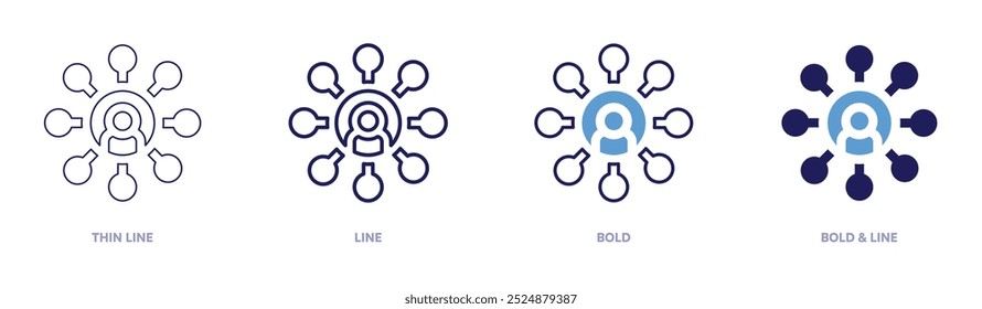 Marketing alignment icon in 4 different styles. Thin Line, Line, Bold, and Bold Line. Duotone style. Editable stroke.