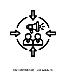 Ilustración vectorial de esquema de icono de Alineación de marketing