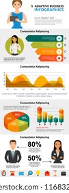 Marketing and analysis concept infographic charts set. Business area and pie charts for presentation slide templates. Can be used for financial report, workflow layout and brochure design.