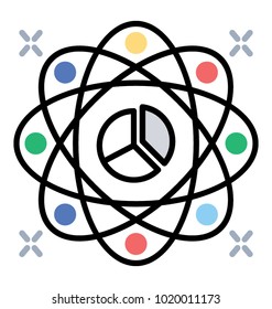 Marketing analysis, data science colored line icon