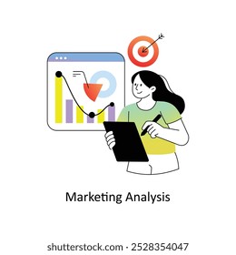 Ilustração do vetor de design de estilo plano gradiente da análise de marketing. Ilustração de estoque