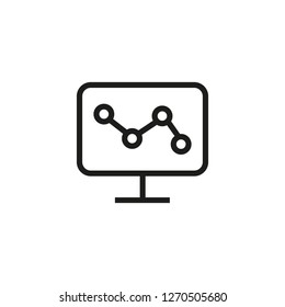 Marketing analysis line icon. Computer screen, dynamic, graphic. Online market concept. Vector illustration can be used for topics like ecommerce, marketing, internet