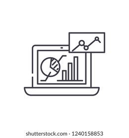 Marketing analysis line icon concept. Marketing analysis vector linear illustration, symbol, sign