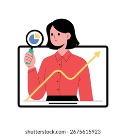Ilustração de vetor plano de analista de marketing 